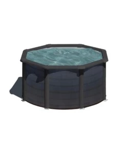 PISCINA FUORI TERRA ROTONDA GRE "KEA" IN ACCIAIO COLORE GRAFITE 240X240X120 - COD. KIT240GF