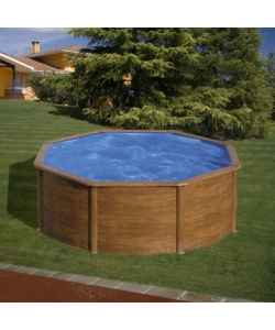 PISCINA FUORI TERRA ROTONDA GRE "PACIFIC" IN ACCIAIO EFFETTO LEGNO 300X300X120 - COD. KIT300W
