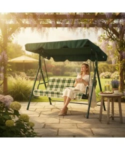 DONDOLO DA GIARDINO A TRE POSTI "IRIS" FANTASIA SCOZZESE 208X126X173 CM