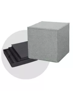 POUF PIEGHEVOLE BELLAHOME "DADO" IN TESSUTO RIMOVIBILE GRIGIO, 41X41X41 CM