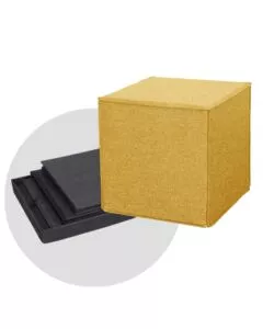 POUF PIEGHEVOLE BELLAHOME "DADO" IN TESSUTO RIMOVIBILE OCRA, 41X41X41 CM