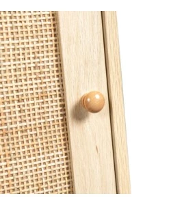 MOBILETTO MULTIFUNZIONALE BELLAHOME CON PORTA BATTENTE IN RATTAN, 40X39X71 CM