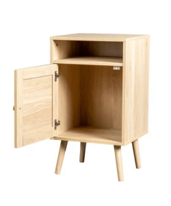 MOBILETTO MULTIFUNZIONALE BELLAHOME CON PORTA BATTENTE IN RATTAN, 40X39X71 CM