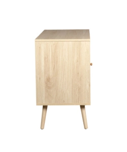 MADIA MULTIFUNZIONALE BELLA HOME CON PORTA BATTENTE IN RATTAN E 2 RIPIANI 80X39X67 CM