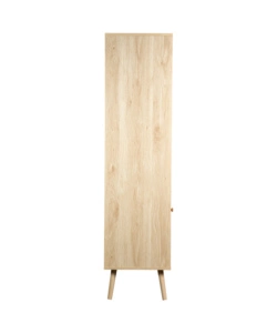 LIBRERIA MULTIFUNZIONE BELLA HOME CON PORTA BATTENTE IN RATTAN E 4 RIPIANI 40X40X158,5 CM