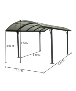 CARPORT AUTO IN ALLUMINIO E POLICARBONATO HABRITA "CAR 3048 ALRP T" 1 POSTO 4,85X3,01X2,50 MT