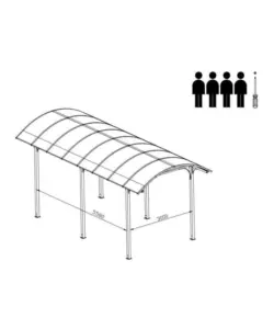 TETTOIA AUTO SINGOLA HABRITA "CAR 3676 ALCC T" IN ALLUMINIO E POLICARBONATO ANTRACITE 359X762X360 CM