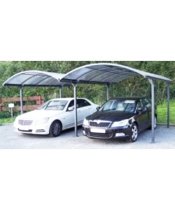 CARPORT AUTO IN ALLUMINIO E POLICARBONATO HABRITA "CAR 6048 ALRP T" 2 POSTI 4,85X5,90X2,50 MT