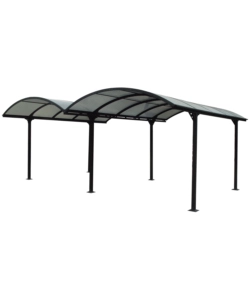 CARPORT AUTO IN ALLUMINIO E POLICARBONATO HABRITA "CAR 6048 ALRP T" 2 POSTI 4,85X5,90X2,50 MT