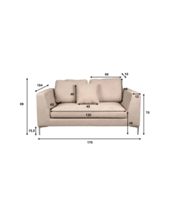 DIVANO 2 POSTI BELLAHOME "CAMILLA" BEIGE 170X104X89 CM