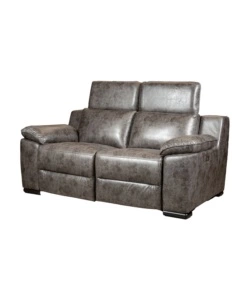 DIVANO 2 POSTI BELLAHOME "GIULIA" CON SISTEMA RELAX, IN ECOPELLE EFFETTO INVECCHIATO GRIGIO 170X106X85 CM