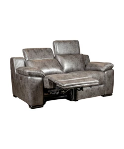DIVANO 2 POSTI BELLAHOME "GIULIA" CON SISTEMA RELAX, IN ECOPELLE EFFETTO INVECCHIATO GRIGIO 170X106X85 CM