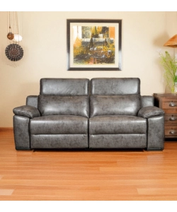DIVANO 3 POSTI BELLAHOME "GIULIA" CON SISTEMA RELAX, IN ECOPELLE EFFETTO INVECCHIATO GRIGIO 210X106X85 CM