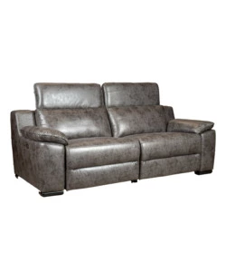DIVANO 3 POSTI BELLAHOME "GIULIA" CON SISTEMA RELAX, IN ECOPELLE EFFETTO INVECCHIATO GRIGIO 210X106X85 CM