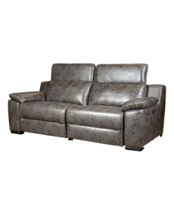 DIVANO 3 POSTI BELLAHOME "GIULIA" CON SISTEMA RELAX, IN ECOPELLE EFFETTO INVECCHIATO GRIGIO 210X106X85 CM