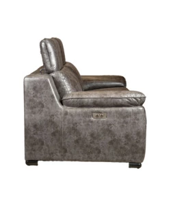 DIVANO 3 POSTI BELLAHOME "GIULIA" CON SISTEMA RELAX, IN ECOPELLE EFFETTO INVECCHIATO GRIGIO 210X106X85 CM