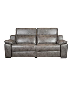 DIVANO 3 POSTI BELLAHOME "GIULIA" CON SISTEMA RELAX, IN ECOPELLE EFFETTO INVECCHIATO GRIGIO 210X106X85 CM