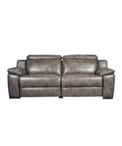 DIVANO 3 POSTI BELLAHOME "GIULIA" CON SISTEMA RELAX, IN ECOPELLE EFFETTO INVECCHIATO GRIGIO 210X106X85 CM