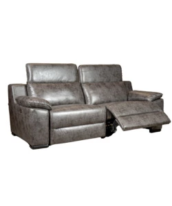DIVANO 3 POSTI BELLAHOME "GIULIA" CON SISTEMA RELAX, IN ECOPELLE EFFETTO INVECCHIATO GRIGIO 210X106X85 CM