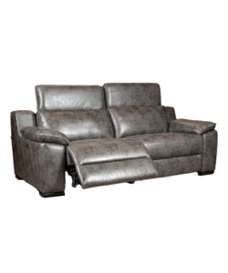 DIVANO 3 POSTI BELLAHOME "GIULIA" CON SISTEMA RELAX, IN ECOPELLE EFFETTO INVECCHIATO GRIGIO 210X106X85 CM
