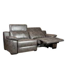 DIVANO 3 POSTI BELLAHOME "GIULIA" CON SISTEMA RELAX, IN ECOPELLE EFFETTO INVECCHIATO GRIGIO 210X106X85 CM