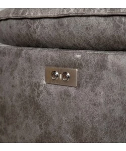 DIVANO 3 POSTI BELLAHOME "GIULIA" CON SISTEMA RELAX, IN ECOPELLE EFFETTO INVECCHIATO GRIGIO 210X106X85 CM