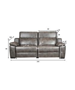 DIVANO 3 POSTI BELLAHOME "GIULIA" CON SISTEMA RELAX, IN ECOPELLE EFFETTO INVECCHIATO GRIGIO 210X106X85 CM