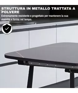 SET PRANZO BELLAHOME "CABRERA" TAVOLO ESTENSIBILE NERO EFFETTO MARMO E 4 SEDIE VELLUTO GRIGIO