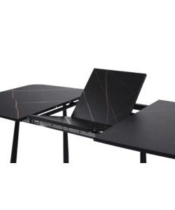 SET PRANZO BELLAHOME "CABRERA" TAVOLO ESTENSIBILE NERO EFFETTO MARMO E 4 SEDIE VELLUTO GRIGIO
