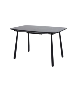SET PRANZO BELLAHOME "CABRERA" TAVOLO ESTENSIBILE NERO EFFETTO MARMO E 4 SEDIE VELLUTO GRIGIO
