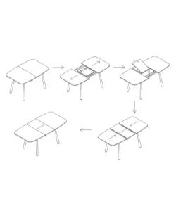 SET PRANZO BELLAHOME "CABRERA" TAVOLO ESTENSIBILE NERO EFFETTO MARMO E 4 SEDIE VELLUTO GRIGIO