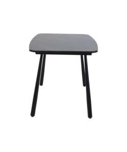 SET PRANZO BELLAHOME "CABRERA" TAVOLO ESTENSIBILE NERO EFFETTO MARMO E 4 SEDIE VELLUTO GRIGIO