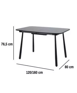 SET PRANZO BELLAHOME "CABRERA" TAVOLO ESTENSIBILE NERO EFFETTO MARMO E 4 SEDIE VELLUTO GRIGIO