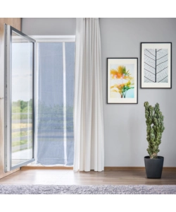 ZANZARIERA MAGNETICA PER PORTAFINESTRA "EASY FIX" BIANCA CON CHIUSURA CENTRALE AUTOMATICA 120X240 CM
