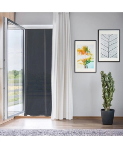 ZANZARIERA MAGNETICA PER PORTAFINESTRA "EASY FIX" NERA CON CHIUSURA CENTRALE AUTOMATICA 120X240 CM