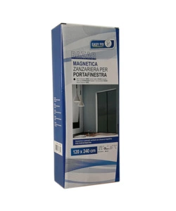 ZANZARIERA MAGNETICA PER PORTAFINESTRA "EASY FIX" NERA CON CHIUSURA CENTRALE AUTOMATICA 120X240 CM
