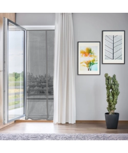 ZANZARIERA MAGNETICA PER PORTAFINESTRA "EASY FIX" GRIGIA CON CHIUSURA CENTRALE AUTOMATICA 120X240 CM