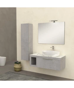 MOBILE BAGNO DECOR BAGNO "TIZIANO" COLORE GRIGIO CALDO CON TOP IN MARMO CARRARA, 110 CM