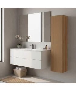 COLONNA PENSILE SOSPESA DECOR BAGNO "CANALETTO" CON 1 ANTA COLORE ROVERE, 35X28X138 CM