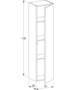 COLONNA PENSILE SOSPESA DECOR BAGNO CON 1 ANTA COLORE GRIGIO CALDO, 35X28X138 CM