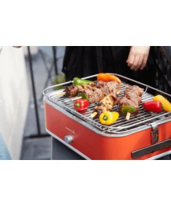 BARBECUE ELETTRICO DA TAVOLO BARBECOOK "E-CARLO" IN ACCIAIO INOX ROSSO GRIGLIA 38,5X28,5 CM