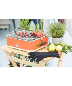 BARBECUE ELETTRICO DA TAVOLO BARBECOOK "E-CARLO" IN ACCIAIO INOX ROSSO GRIGLIA 38,5X28,5 CM