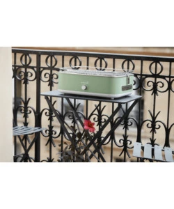 BARBECUE ELETTRICO DA TAVOLO BARBECOOK "E-CARLO" IN ACCIAIO INOX VERDE GRIGLIA 38,5X28,5 CM