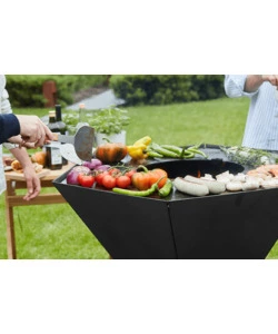 BARBECUE A LEGNA BARBECOOK "NESTOR" IN ACCIAIO ZINCATO NERO, GRIGLIA 89X90 CM