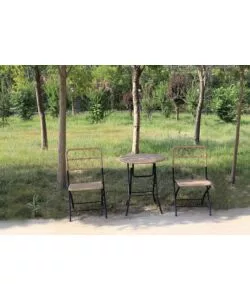 SET DA GIARDINO ESSENZA "MAUI" IN ACCIAIO E POLYRATTAN NERO 2 SEDIE 1 TAVOLO
