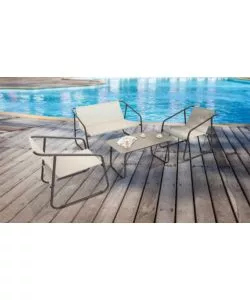 SET DA GIARDINO ESSENZA "NIZZA" IN ACCIAIO MARRONE 2 POLTRONE 1 DIVANO 1 TAVOLO