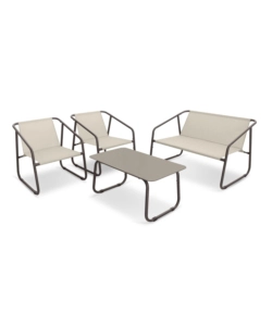 SET DA GIARDINO ESSENZA "NIZZA" IN ACCIAIO MARRONE 2 POLTRONE 1 DIVANO 1 TAVOLO