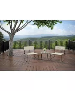 SET DA GIARDINO ESSENZA "CANNES" IN ACCIAIO MARRONE 2 POLTRONE 1 TAVOLO