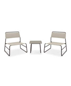 SET DA GIARDINO ESSENZA "CANNES" IN ACCIAIO MARRONE 2 POLTRONE 1 TAVOLO