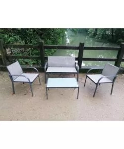 SET DA GIARDINO ESSENZA "ANKARA" IN ACCIAIO NERO 4 POLTRONE 1 DIVANO 1 TAVOLO